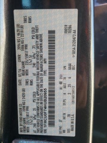 1FMCU0F74HUB20955 Ford ESCAPE S