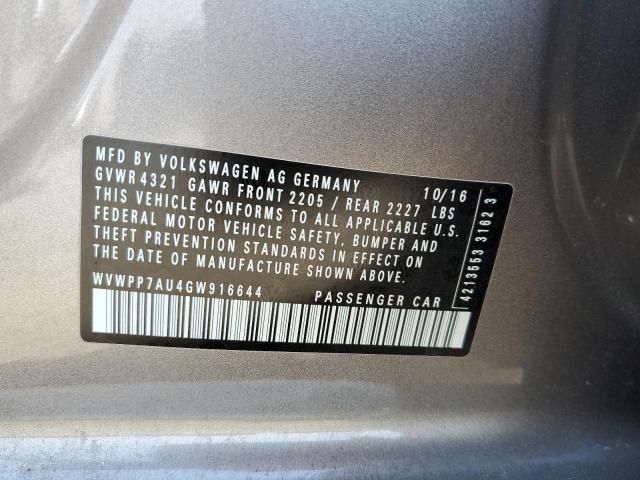 2016 VOLKSWAGEN E-GOLF SEL - WVWPP7AU4GW916644