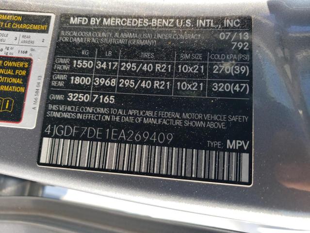 2014 Mercedes-Benz Gl 550 4Matic VIN: 4JGDF7DE1EA269409 Lot: 65198293