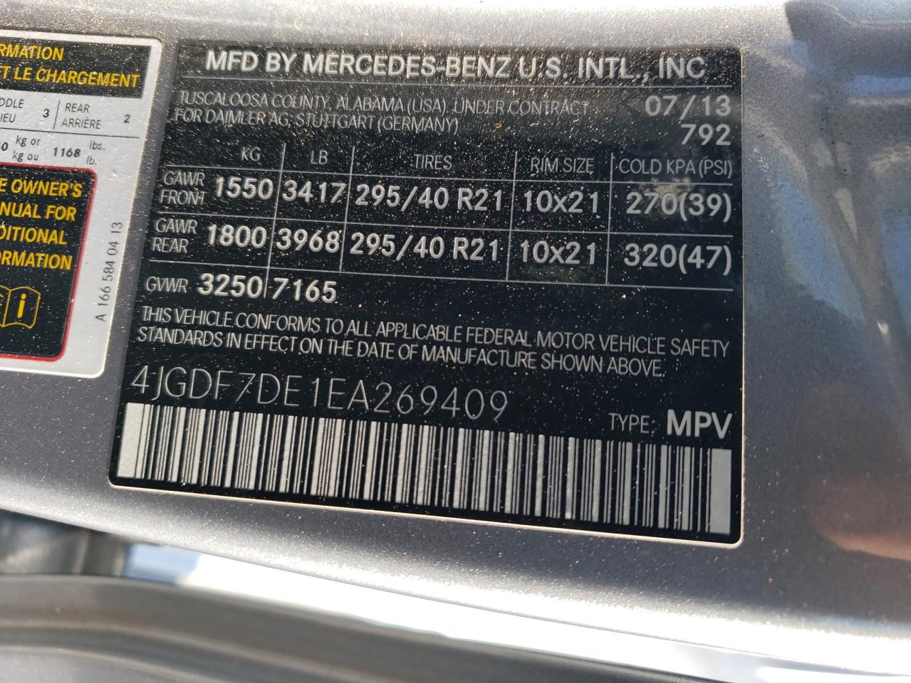 4JGDF7DE1EA269409 2014 Mercedes-Benz Gl 550 4Matic