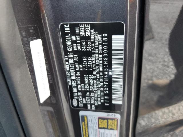 5XYPH4A51HG300189 KIA SORENTO EX