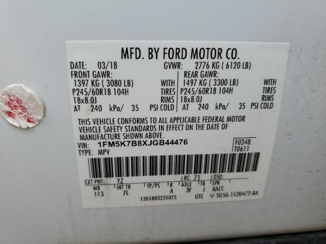 1FM5K7B8XJGB44476 Ford EXPLORER