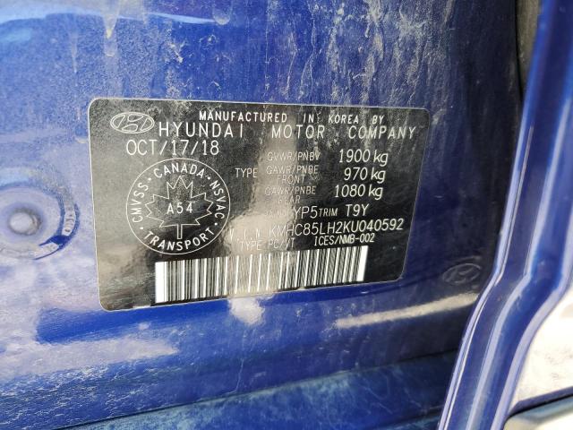 2019 HYUNDAI IONIQ PREF KMHC85LH2KU040592