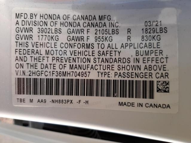 2021 HONDA CIVIC EX - 2HGFC1F36MH704957