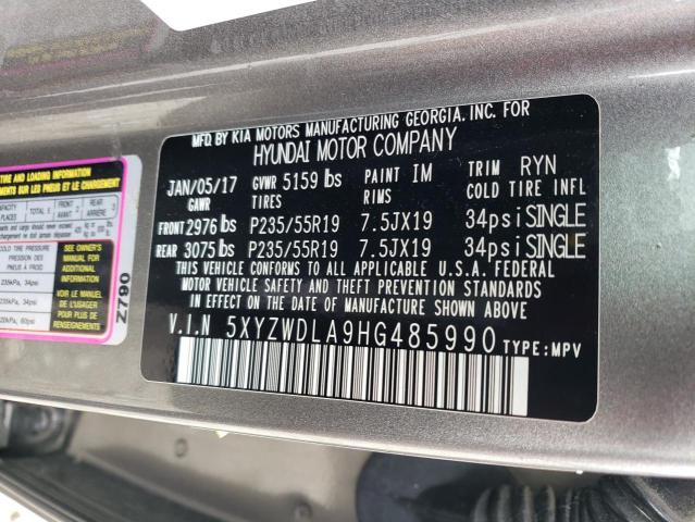 5XYZWDLA9HG485990 Hyundai SANTA FE SPORT