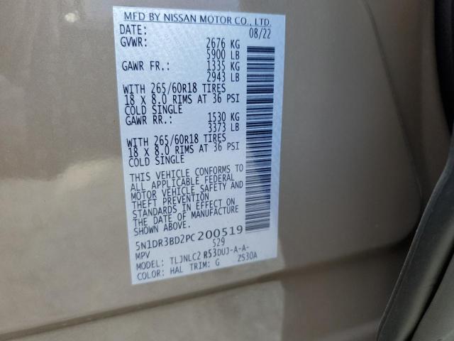 5N1DR3BD2PC200519 Nissan Pathfinder Sv
