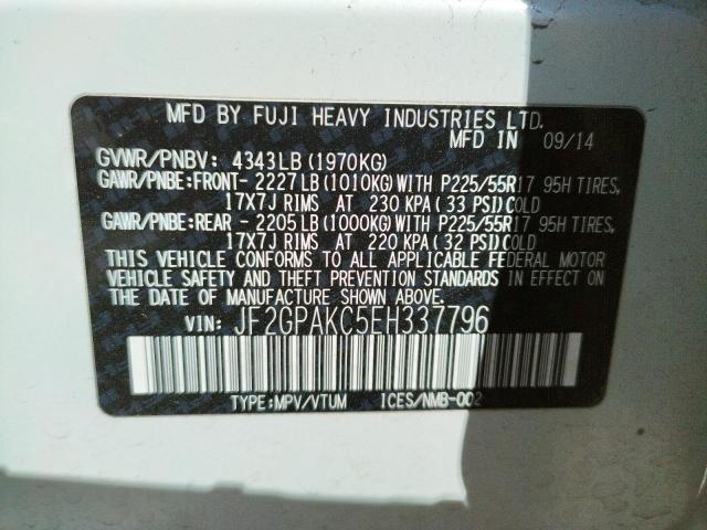 JF2GPAKC5EH337796 Subaru Xv Crosstrek 2.0 Limited