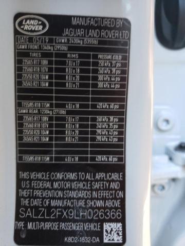 SALZL2FX9LH026366 Land Rover Range Rover Evoque First Edition