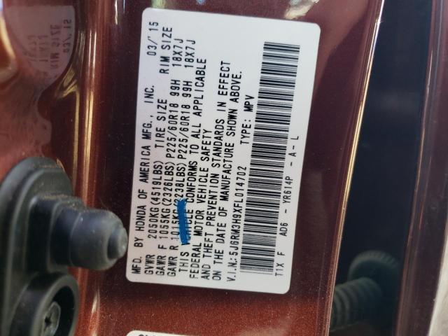 5J6RM3H9XFL014702 Honda Cr-v Touring