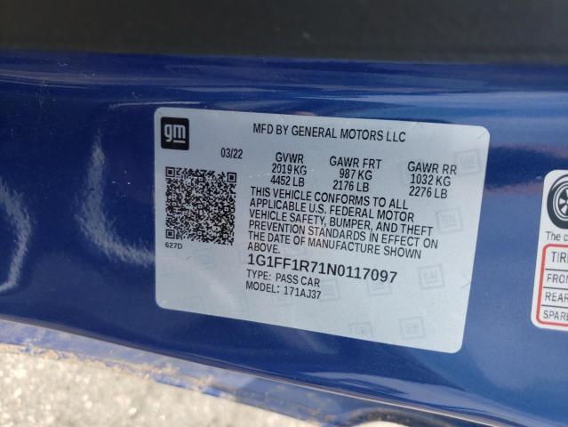 2022 CHEVROLET CAMARO LT1 - 1G1FF1R71N0117097