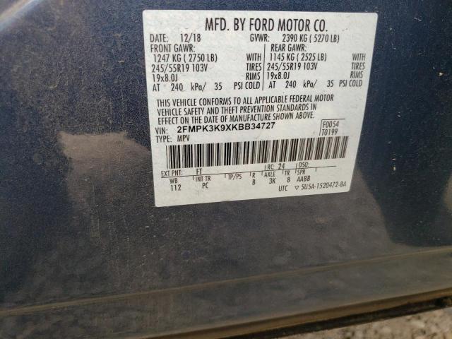 2FMPK3K9XKBB34727 2019 FORD EDGE, photo no. 13