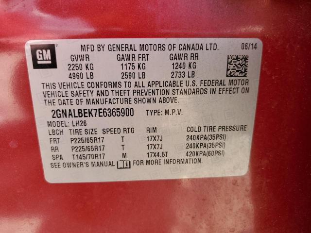2GNALBEK7E6365900 Chevrolet EQUINOX LT