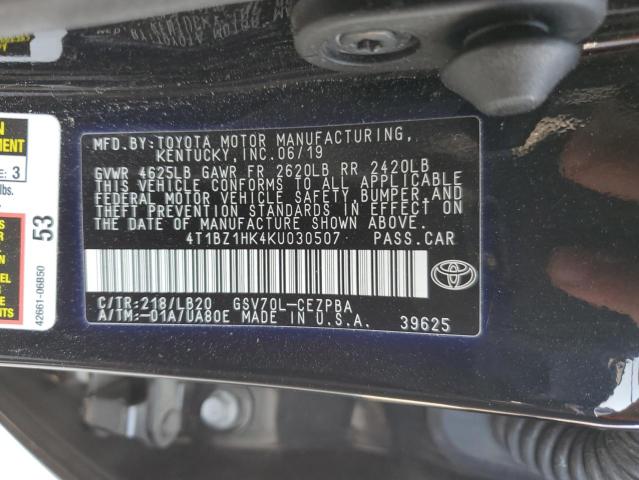 4T1BZ1HK4KU030507 Toyota Camry XSE 10