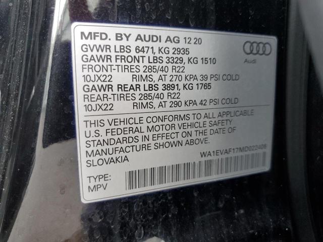 2021 AUDI Q8 PREMIUM - WA1EVAF17MD022406