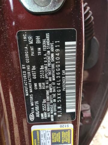 5XXGT4L36GG104911 KIA Optima Lx