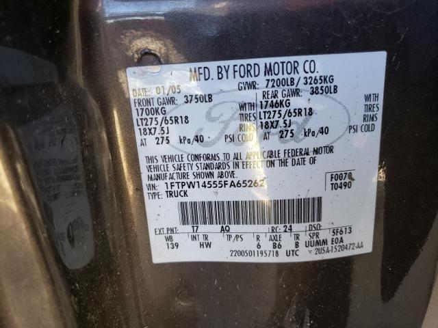 2005 Ford F150 Supercrew VIN: 1FTPW14555FA65262 Lot: 64172913