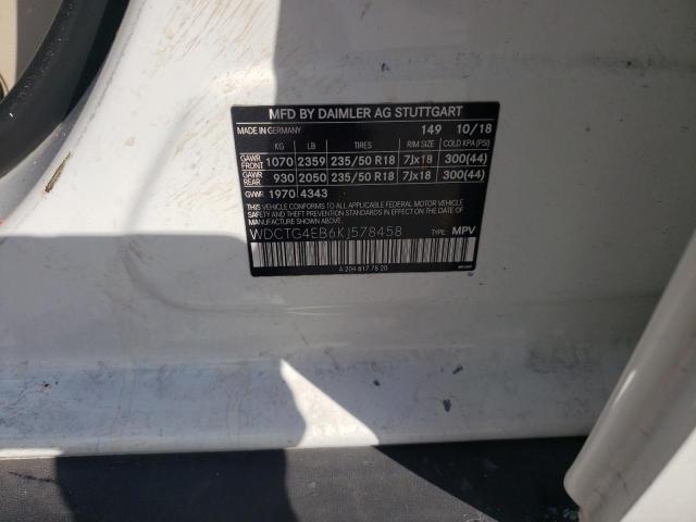 WDCTG4EB6KJ578458 Mercedes-Benz GLA 250