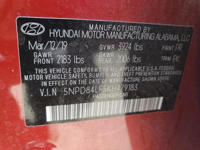 5NPD84LF5KH479183 Hyundai ELANTRA SEL
