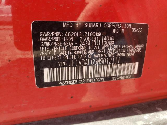  SUBARU WRX 2022 Червоний