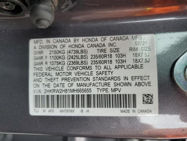 2HKRW2H81MH665655 Honda CRV CR-V EXL 10