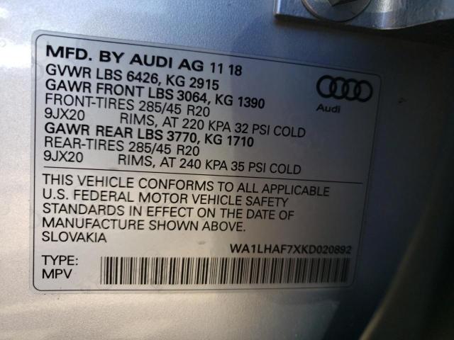 WA1LHAF7XKD020892 Audi Q7 PREMIUM 10