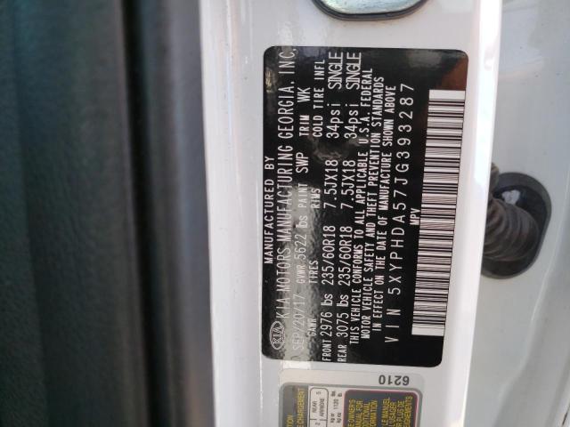 5XYPHDA57JG393287 KIA SORENTO EX