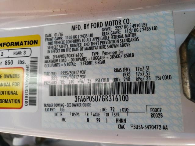 3FA6P0SU7GR316100 Ford Fusion Titanium Phev