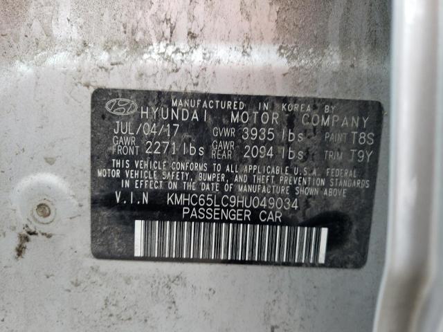 2017 HYUNDAI IONIQ BLUE - KMHC65LC9HU049034