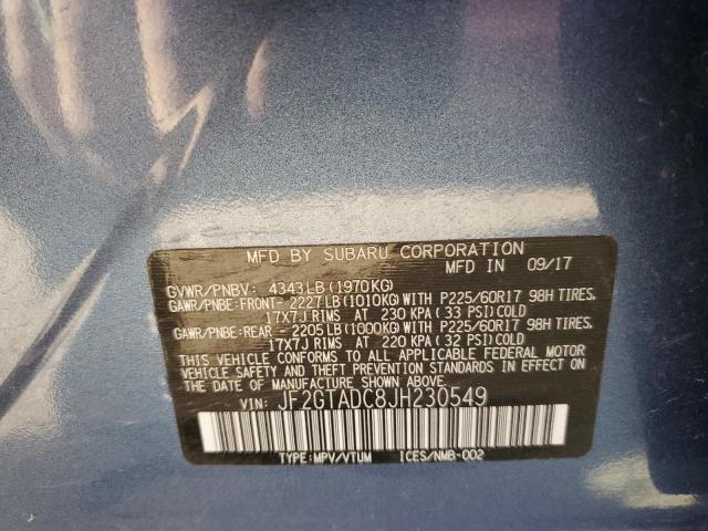JF2GTADC8JH230549 Subaru Crosstrek Premium