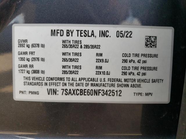 7SAXCBE60NF342512 Tesla MODEL X