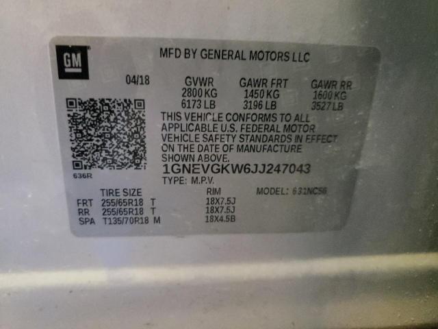 2018 CHEVROLET TRAVERSE L - 1GNEVGKW6JJ247043