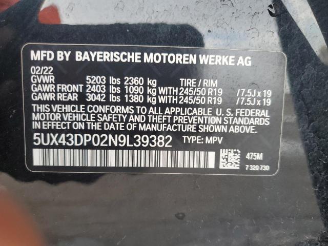 5UX43DP02N9L39382 BMW X3 SDRIVE3 13