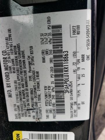 3FA6P0LU1KR118863 Ford FUSION SE
