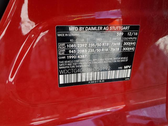 WDCTG4GB8HJ350192 Mercedes-Benz Gla 250 4matic