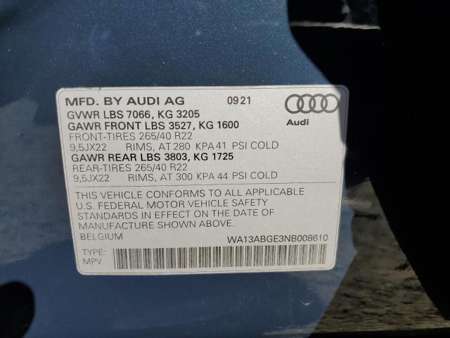 2022 AUDI E-TRON SPO - WA13ABGE3NB008610