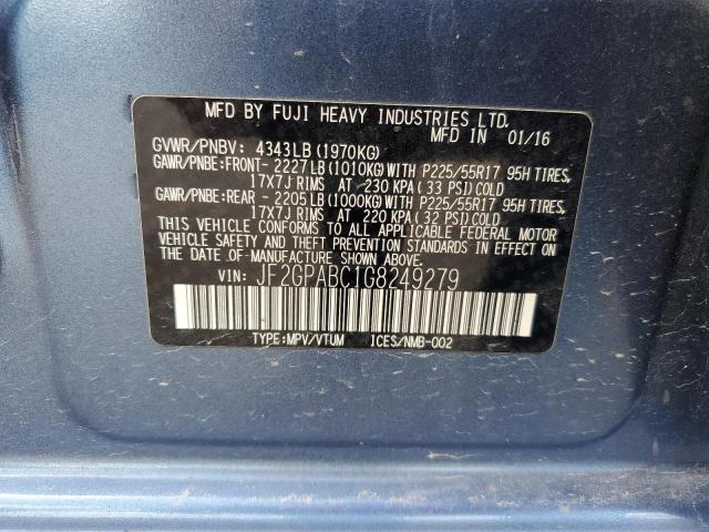 2016 SUBARU CROSSTREK - JF2GPABC1G8249279