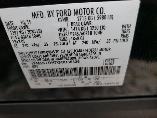 1FM5K7DH7GGB35336 Ford EXPLORER XLT