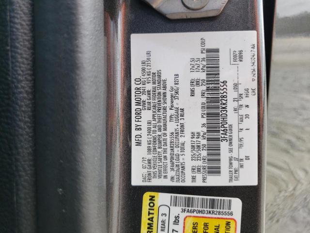 3FA6P0HD3KR285556 Ford Fusion SE 10