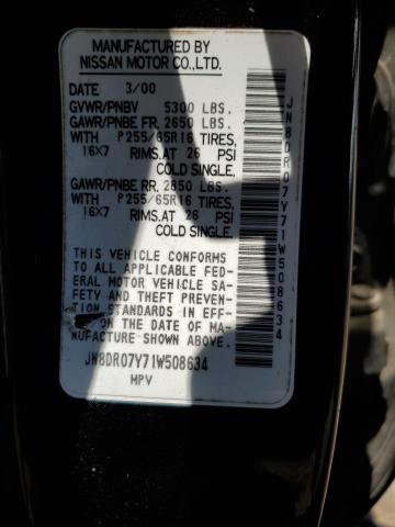 2001 Nissan Pathfinder Le VIN: JN8DR07Y71W508634 Lot: 62761993