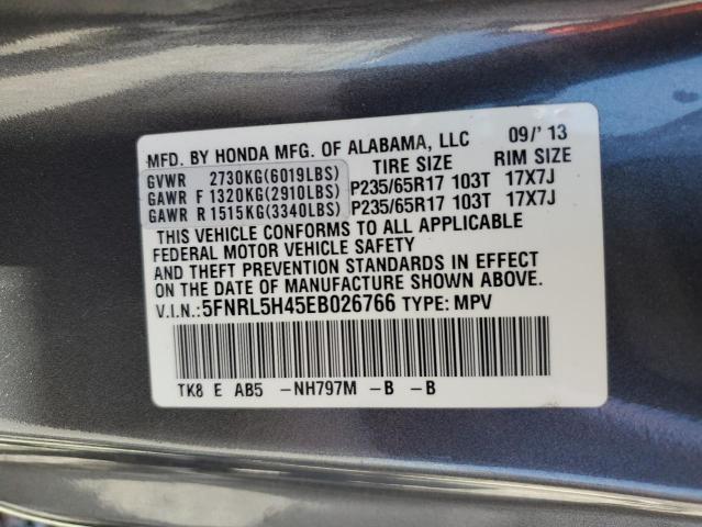 5FNRL5H45EB026766 Honda ODYSSEY EX