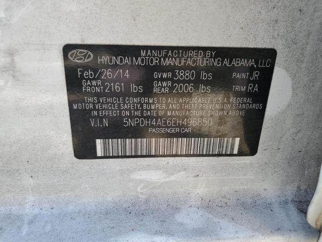 5NPDH4AE6EH496850 Hyundai ELANTRA SE