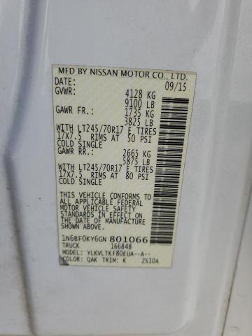 2016 NISSAN NV 1500 S - 1N6BF0KY6GN801066