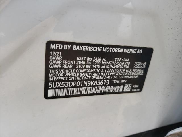 5UX53DP01N9K83679 2022 BMW X3, photo no. 12