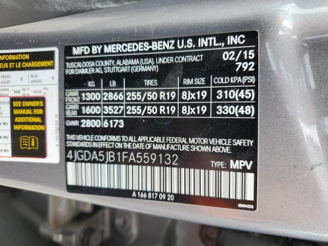 VIN 4JGDA5JB1FA559132 2015 Mercedes-Benz ML-Class, 350 no.13