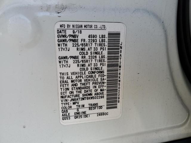 JN8AT2MT6KW502298 Nissan ROGUE S