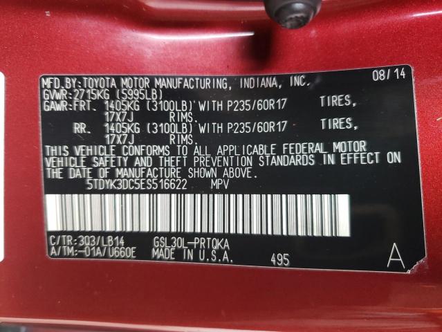 5TDYK3DC5ES516622 Toyota SIENNA XLE