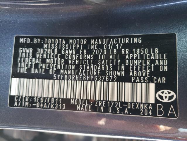 5YFBURHE6HP637672 Toyota COROLLA L