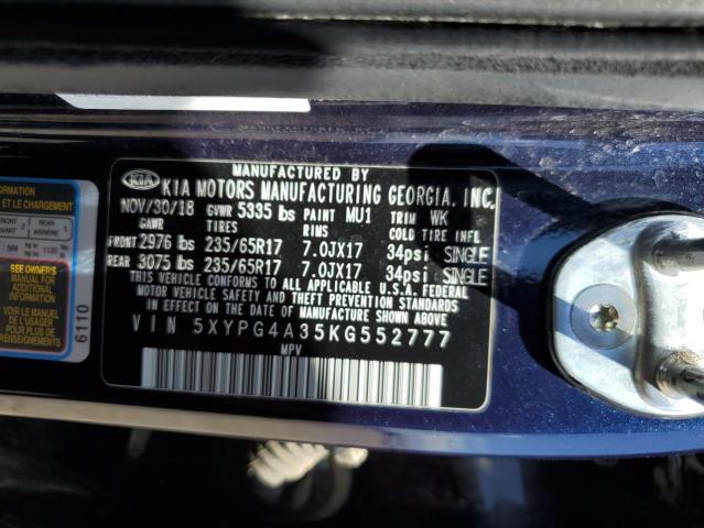 5XYPG4A35KG552777 KIA SORENTO L