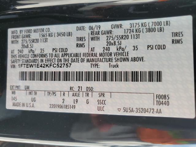 1FTEW1E42KFC52757 Ford F150 Supercrew