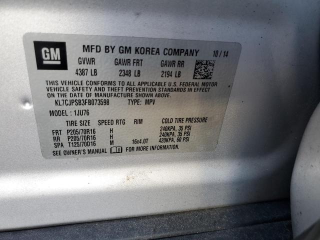 2015 CHEVROLET TRAX 1LS - KL7CJPSB3FB073598